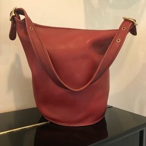Coach red large hobo bag